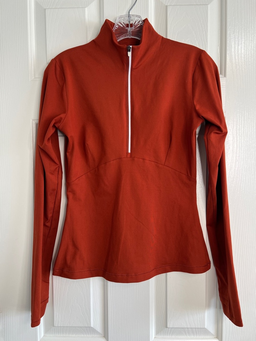CALIA XS ATHLETIC TOP PULLOVER 1/2 ZIP RUST ORANGE thumb holes